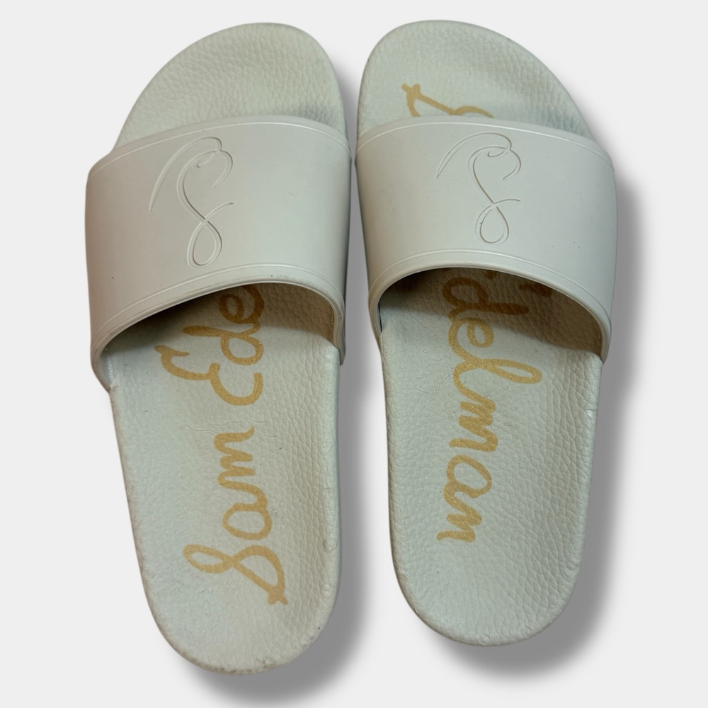 Sam Edelman Beige Logo Slide Sandals Made in Italy Women’s Size 7.5 - Picture 6 of 8